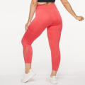 Em estoque Capri Yoga Women Mesh Mesh 4 Way Stretch Yoga Leggings Alta cintura rosa Capri Capri